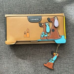 Women Leather Thin Wallet Cute Love's Purse Multi ID
Credit Card Holder brown
